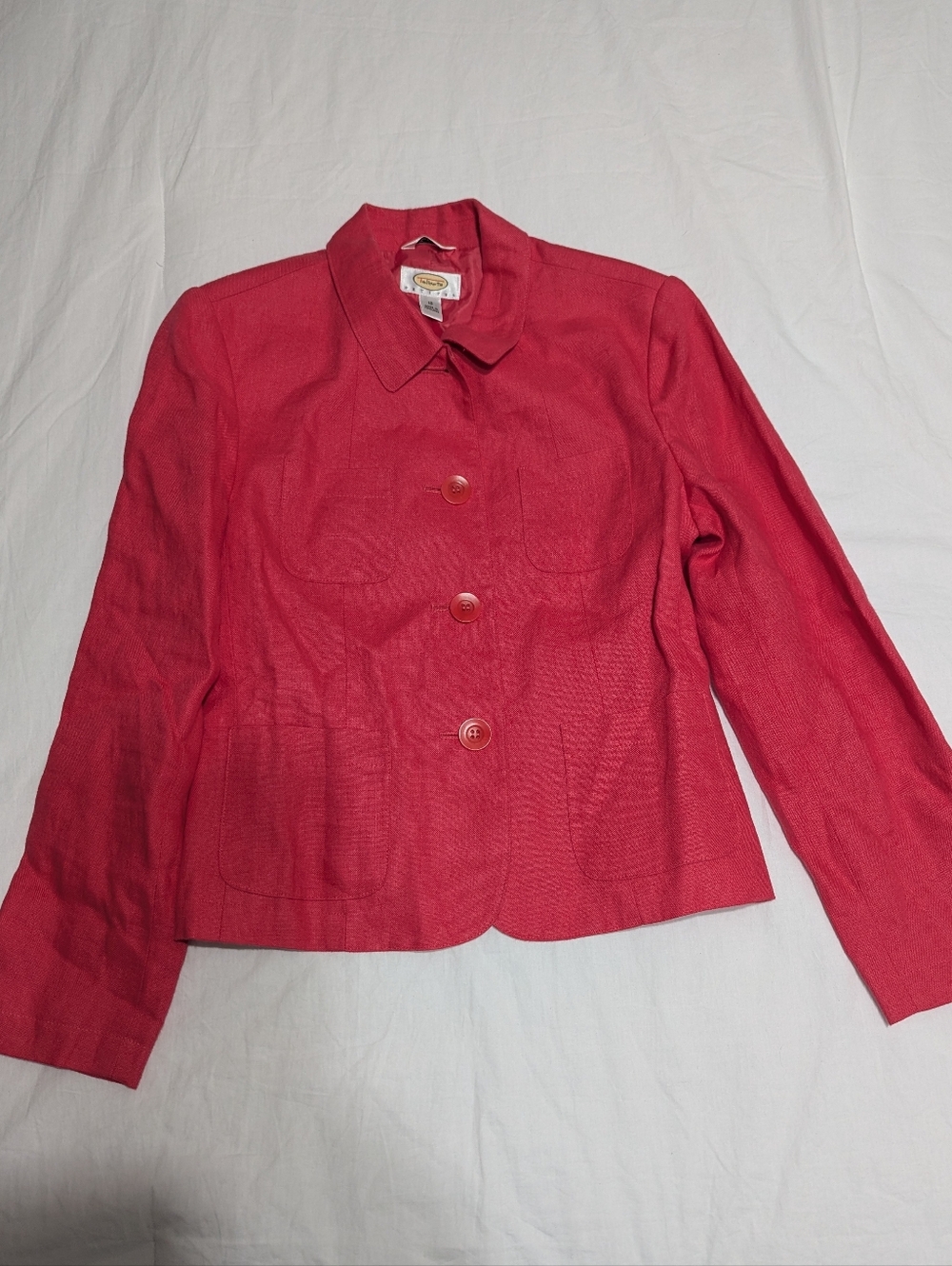 Talbots Coral Pink Irish Linen Jacket